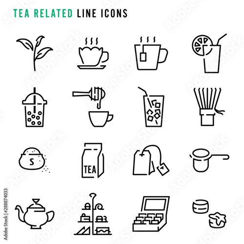 Tea related line icons