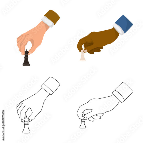 Vector illustration of checkmate and thin logo. Set of checkmate and target vector icon for stock.