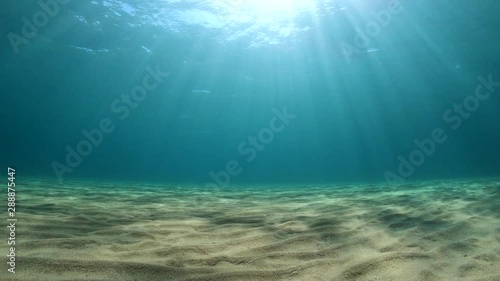 Sand under sea and water surface with natural light in the Mediterranean, French Riviera, France, 59.94fps