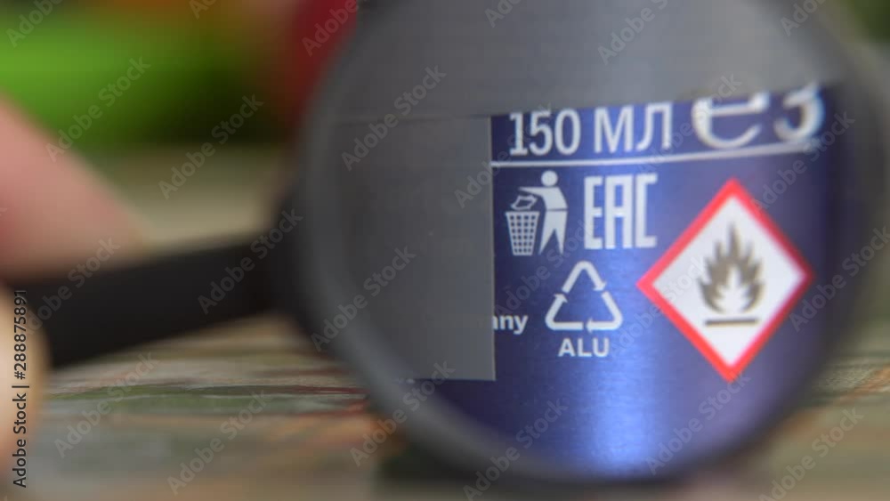 Recycling code on deodorant can. Waste management and reduction