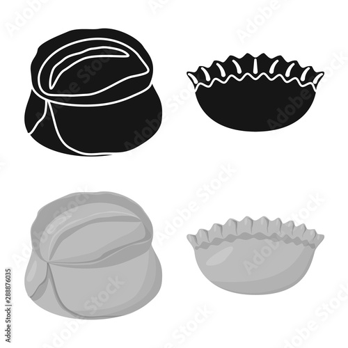 Isolated object of products and cooking icon. Set of products and appetizer stock symbol for web.