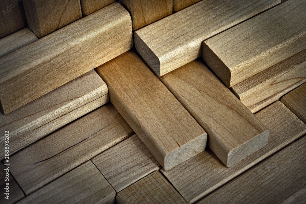 Background texture of wooden blocks