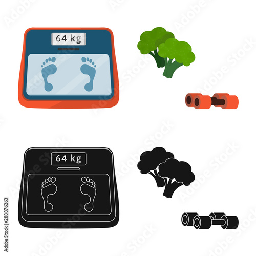 Vector design of diet and treatment symbol. Set of diet and medicine stock symbol for web.