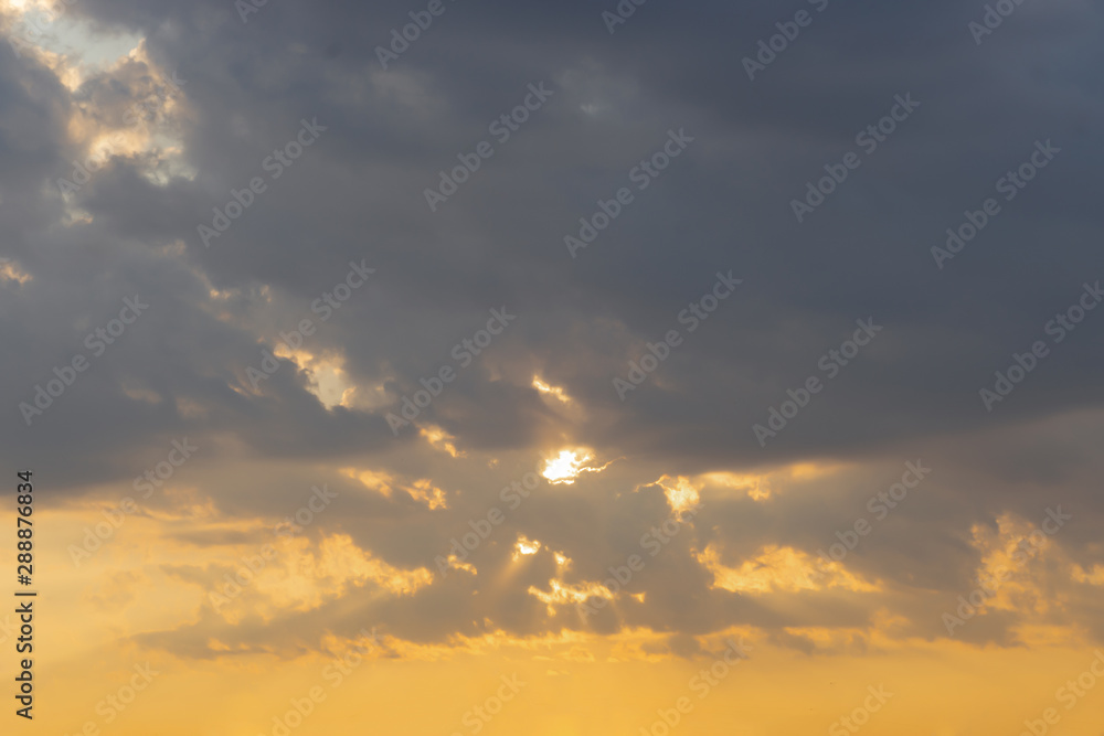 Beautiful sky, dawn, the rays of the sun break through the clouds. Natural background. Beautiful sky, dawn, the rays of the sun break through the clouds. Natural background.