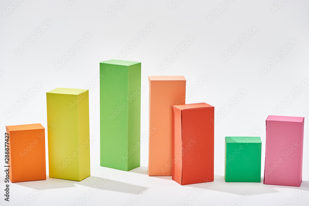 color blocks of statistic chart with shadow on white background color blocks of statistic chart with shadow on white background
