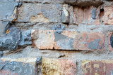 A rock. Brick wall. Background. Close-up.