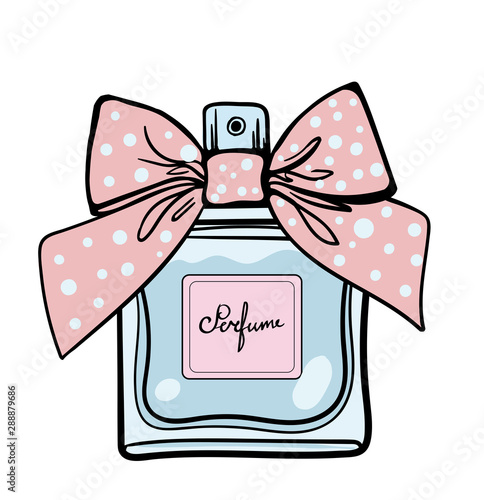 perfume with bow isolated on white