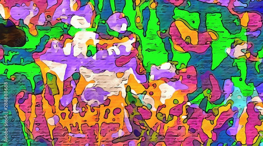 Fototapeta premium Abstract colorful grunge background with scratches and spots of paint on paper. Bright retro design. Vintage elements texture.