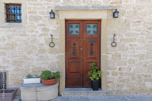 Retro stone house entrance