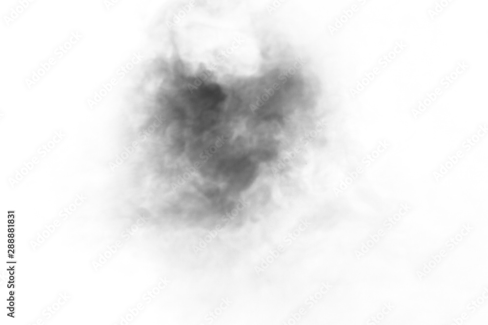 Jet of smoke on a light background. Selective focus