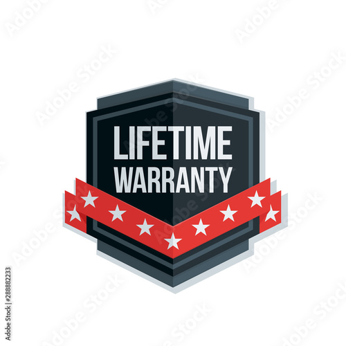Lifetime Warranty Shield sign with ribbon illustration