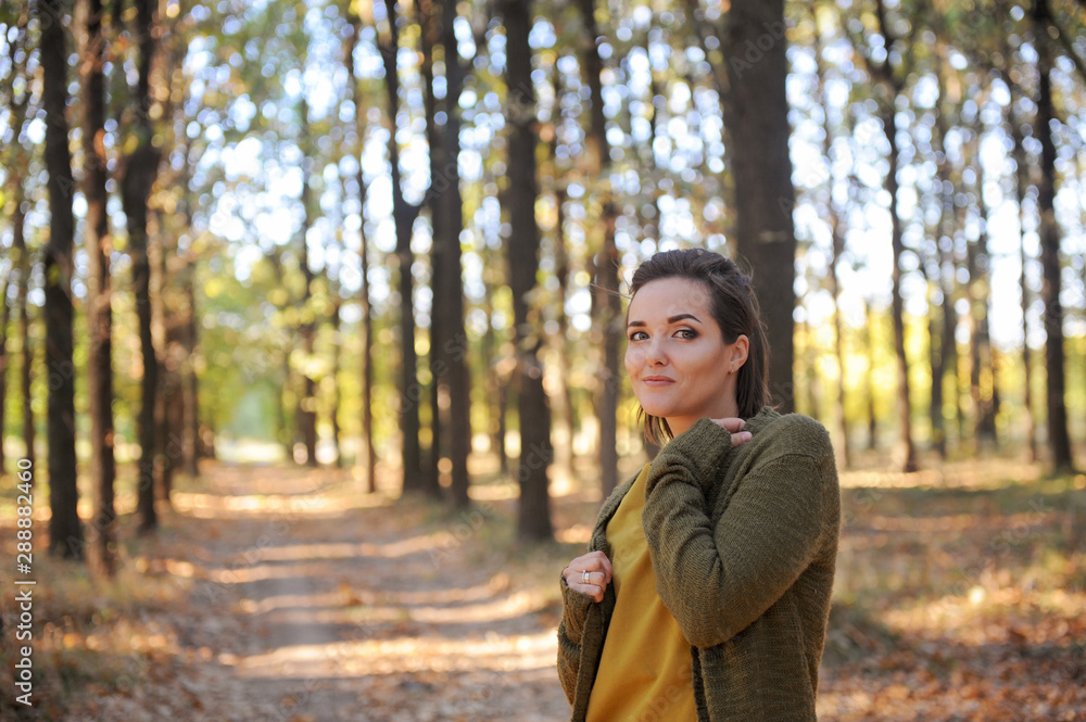 Young woman portrait in autumn park Young woman portrait in autumn park