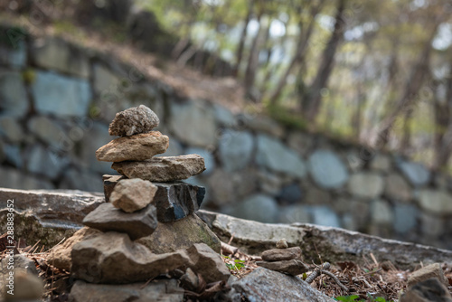 stone stack in forest