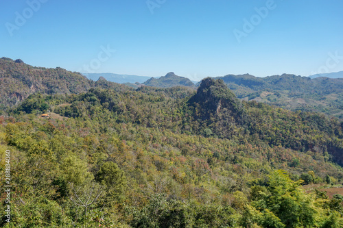 Beautiful landscape of viewpoint on the mountain, baan-jabo , Mae Hong Son, Thailand