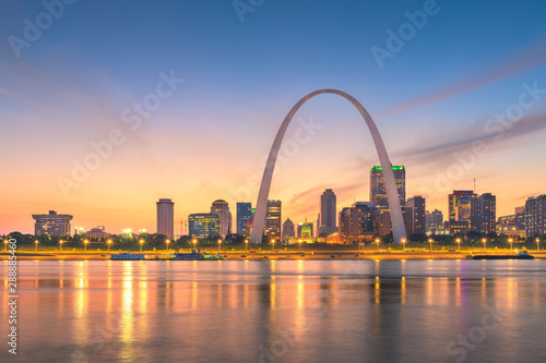 St. Louis, Missouri, USA downtown cityscape on the river photo