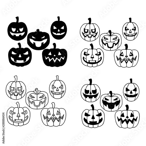 Isolated Pumpkin Set in Hand Drawn Doodle Style