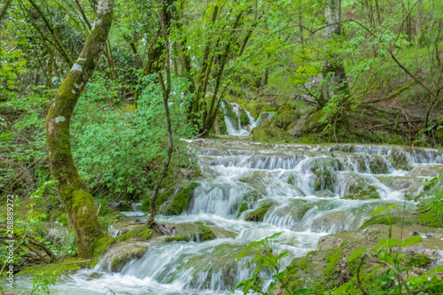 Fototapeta Naklejka Na Ścianę i Meble -  great fluidity of water in the Tobera waterfalls, in the Basque country