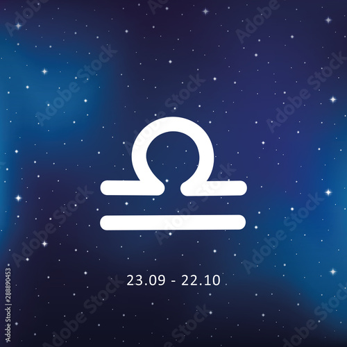 blue zodiac sign libra horoscope in starry sky vector illustration EPS10