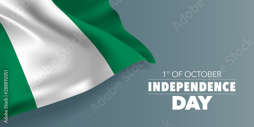 Nigeria independence day greeting card, banner with template text vector illustration