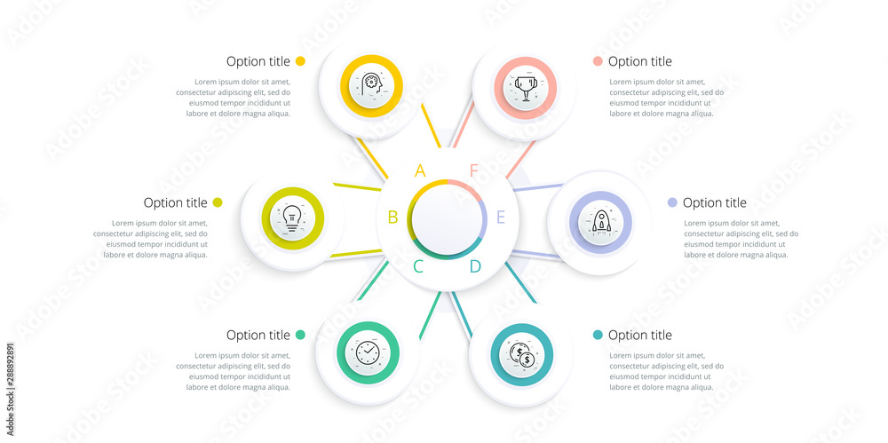 Business process chart infographics with 6 step options. Square corporate workflow graphic elements. Company flowchart presentation slide template. Vector info graphic design. Business process chart infographics with 6 step options. Square corporate workflow graphic elements. Company flowchart presentation slide template. Vector info graphic design.