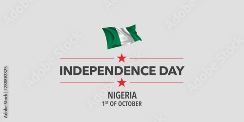 Nigeria independence day greeting card, banner, vector illustration