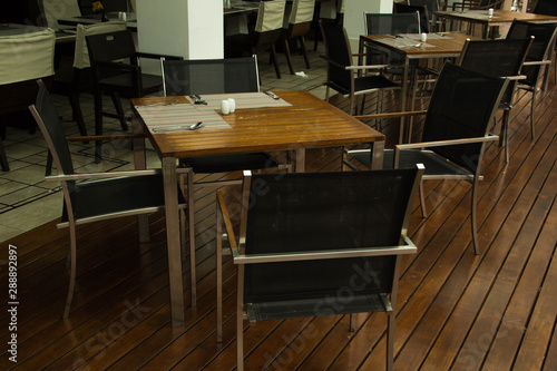 empty table and chair in restaurant