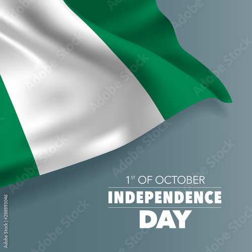 Nigeria independence day greeting card, banner, vector illustration