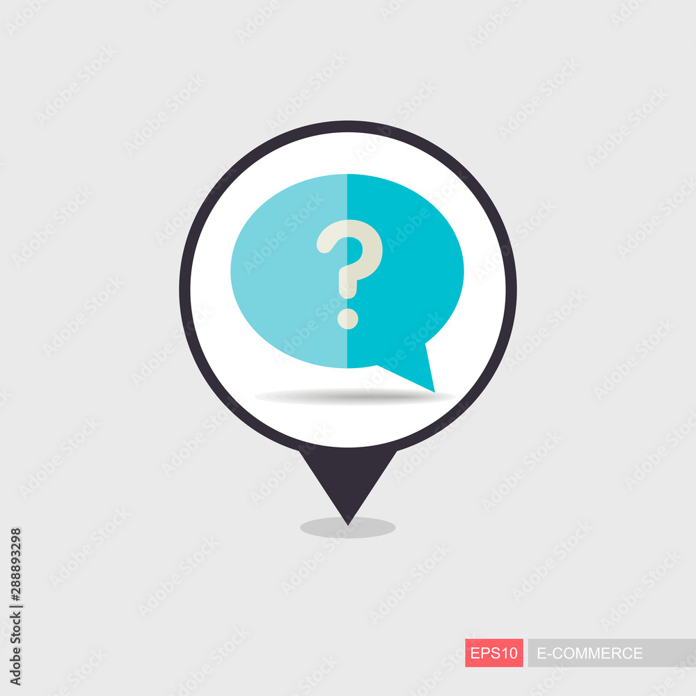 Speech bubble with question mark pin map icon Speech bubble with question mark pin map icon