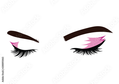 Logo of eyelashes. Stylized hair. Abstract lines of triangular shape. Colored vector illustration.