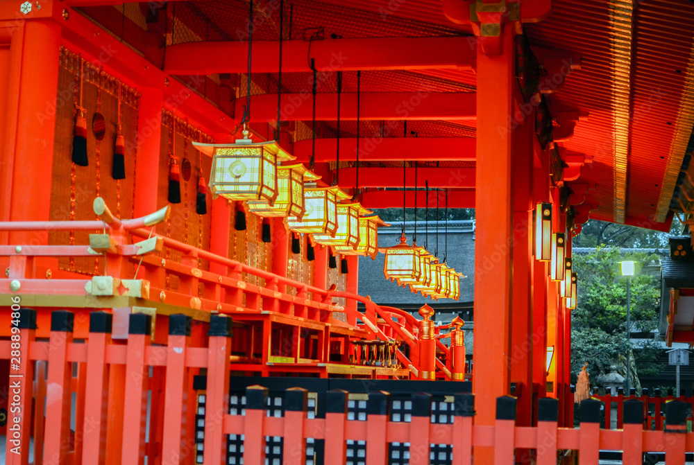 Tradition Japanese Lantern And Temple.