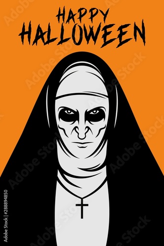 Halloween the nun vector