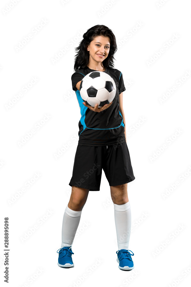 Young football player woman