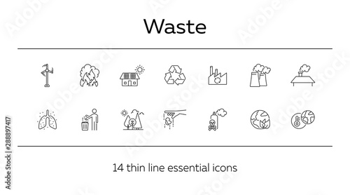 Waste line icon set photo