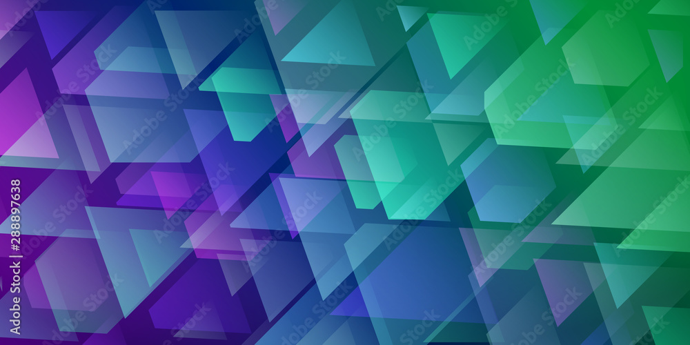 Obraz premium Abstract background of intersecting triangles and polygons in purple and green colors