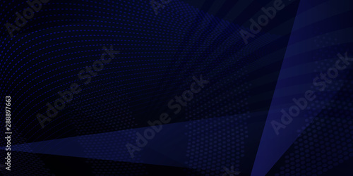 Abstract background of intersecting lines, polygons and dots in dark blue colors