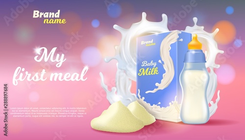 My First Meal Promo Banner, Baby Food , Milk Drink