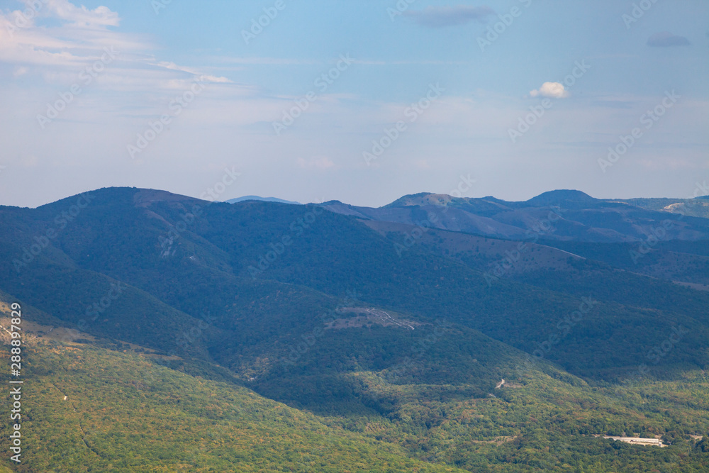 Fototapeta premium Beautiful view of the mountain peaks on a summer day.