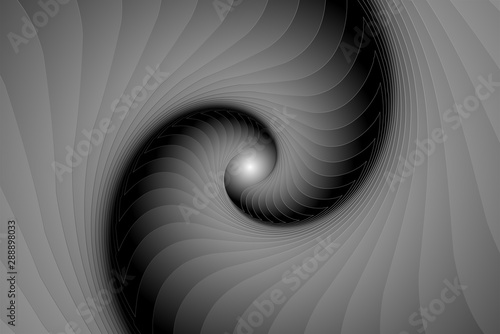 Infinite geometry fractal background of black and white spiral jigsaw puzzle