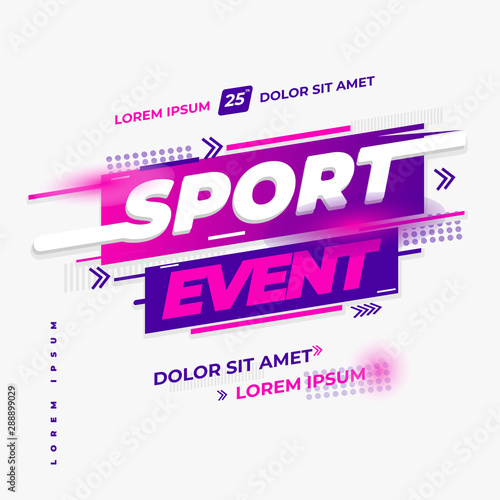 sport event design vector, annual year, in the any club location, all age, with colorful purple and pink