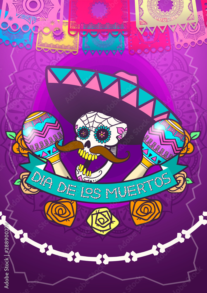 Dia de los Muertos Mexican holiday party and Day of Dead fiesta celebration