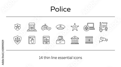 Police line icon set