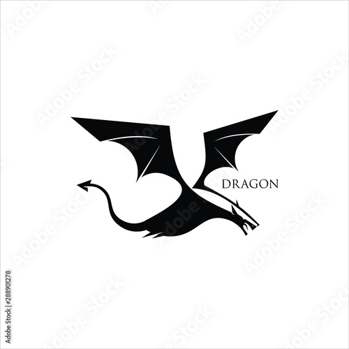 dragon logo simple flying animal vector illustration design idea