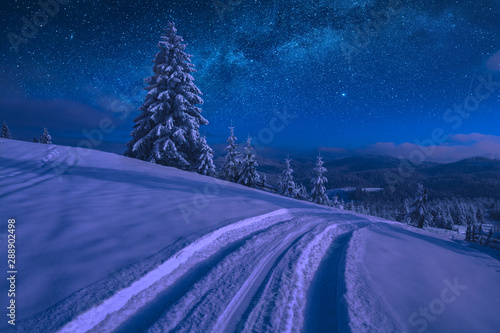 The carpathian highlands at night