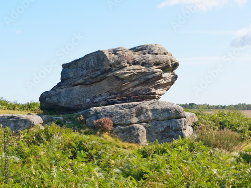 A gritstone outcrop named Royal Sovereign, one of the Three Ships group of rocks, on Birchen Edge.