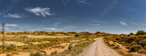 Straße durch die Halbwüste Bardenas Reales in Spanien