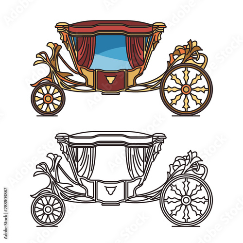 Royal horse chariot for travel or vintage carriage photo