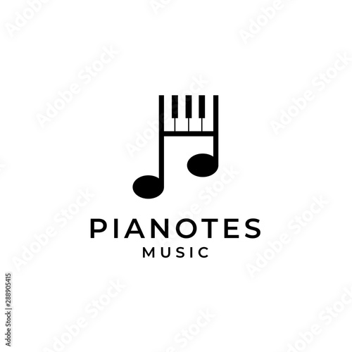 piano and music notes logo design