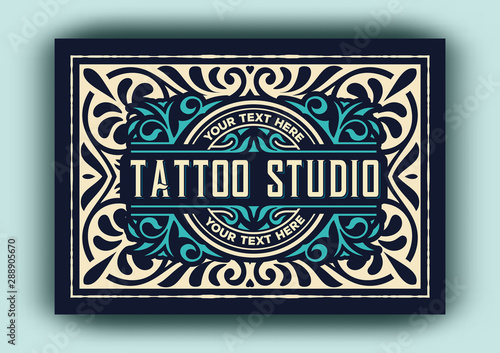 Vintage logo template for the tattoo studio