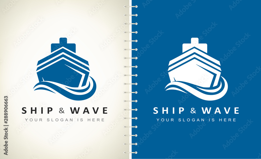 Travels logo. Ship on the sea logo vector. Ship and wave vector. 