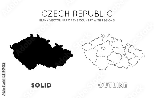 Czech Republic map. Blank vector map of the country with regions. Borders of Czech Republic for your infographic. Vector illustration.
